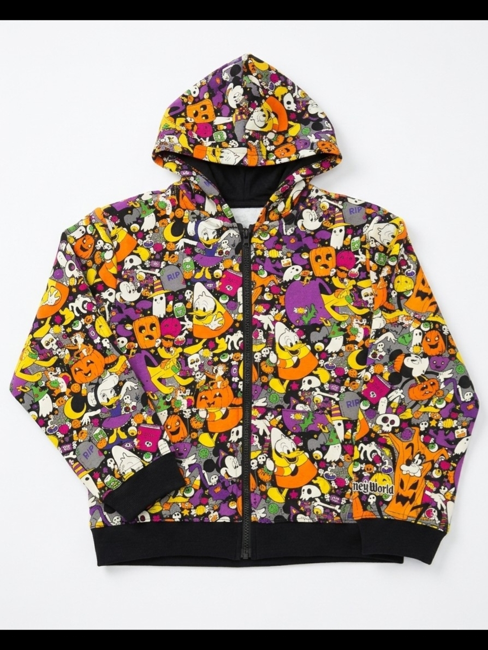 NWT Sz M Disney Kids Halloween Hooded Zip Jacket Mickey And Friends Cotton